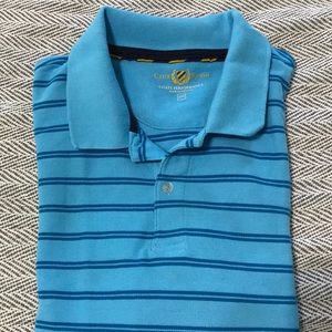Blue striped polo shirt
